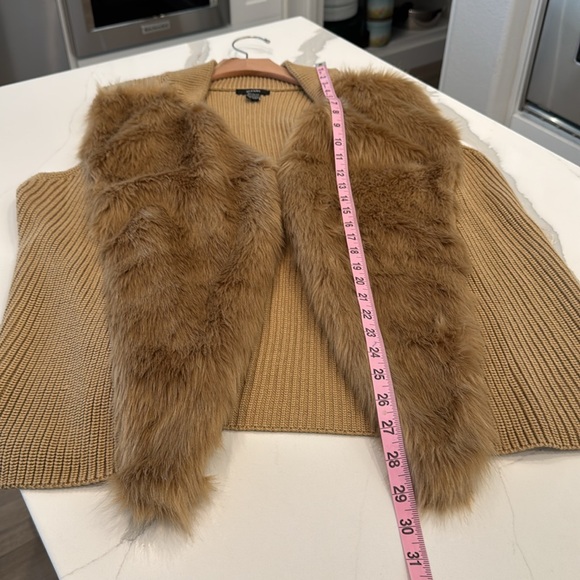 Tan Faux Fur Trimmed Sweater Vest - Picture 8 of 8